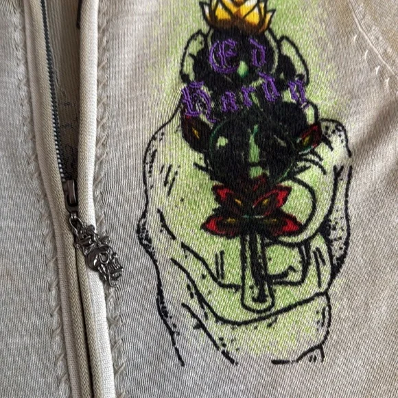 Distressed Extra long Ed Hardy Hooded Zip-up - Picture 11 of 14